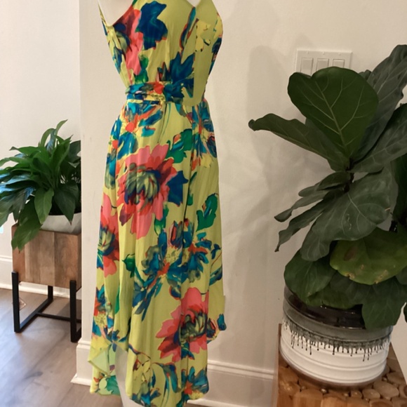 NWT MSK Womens Wide Leg Floral Romper Jumpsuit Dress Lime/ Muilticolored Sz S - Picture 15 of 15